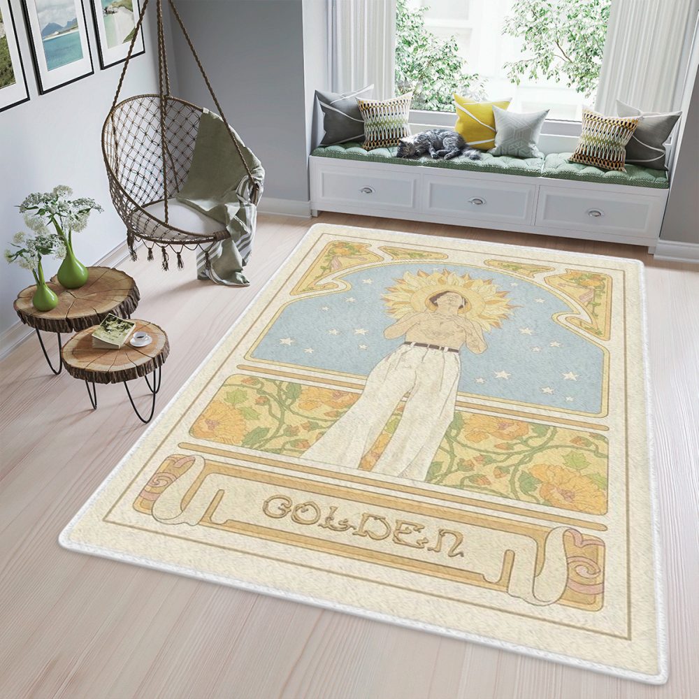 Tapis cadeau de Noël avec affiche dorée Art Nouveau Harry Styles Tapis cadeau de Noël avec affiche dorée Art Nouveau Harry Styles